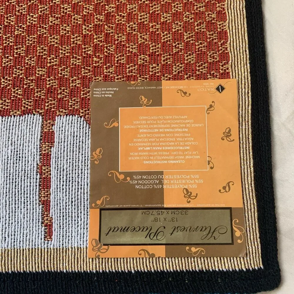 Halloween Woven Tapestry Placements with Black Cat & words: Trick or Treat (4)